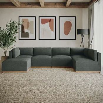 Henredon Murphy Fabric Modular Sectional with Ottoman