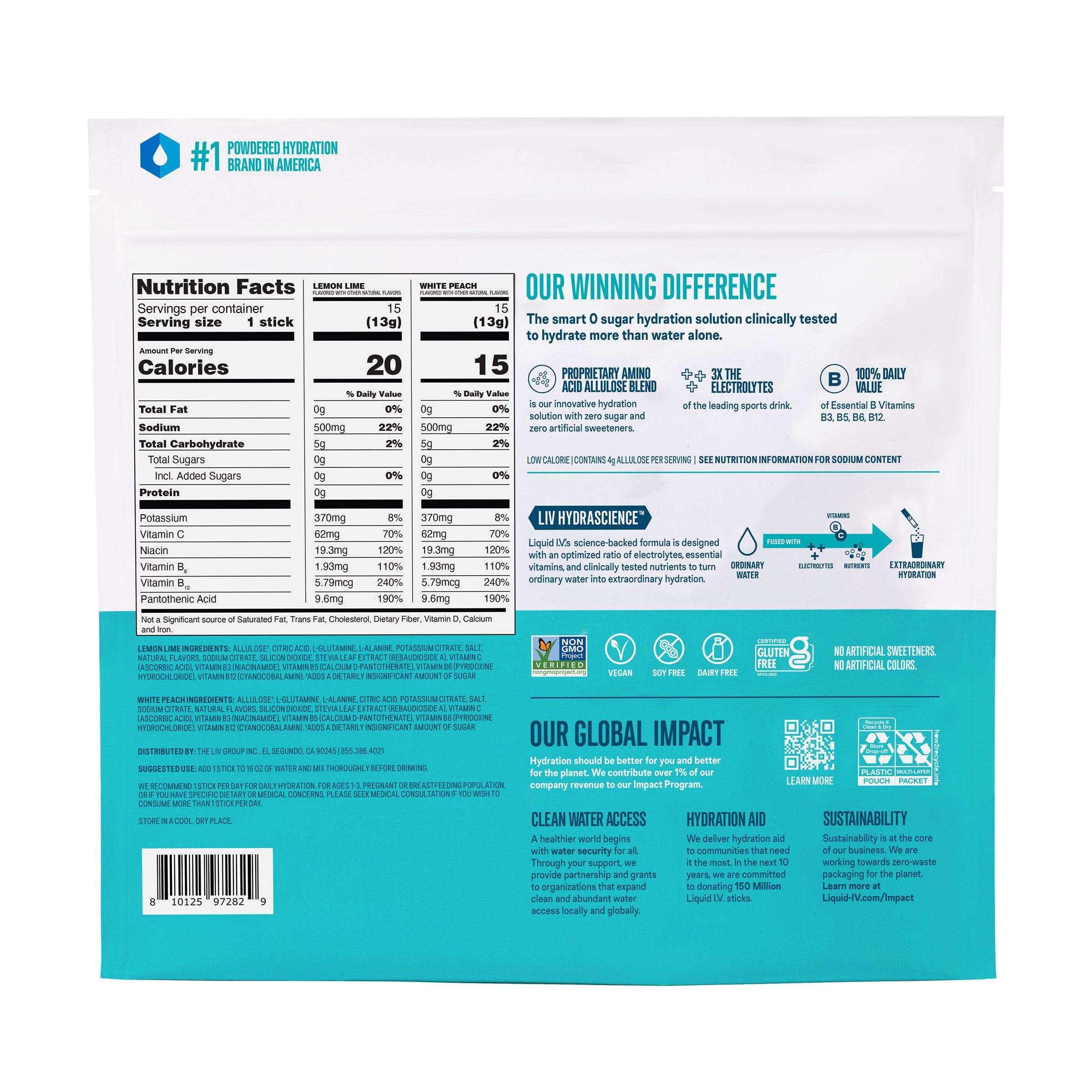 Liquid I.V. Hydration Multiplier, 30 Individual Serving Stick Packs in Resealable Pouch, Sugar Free, Variety Pack
