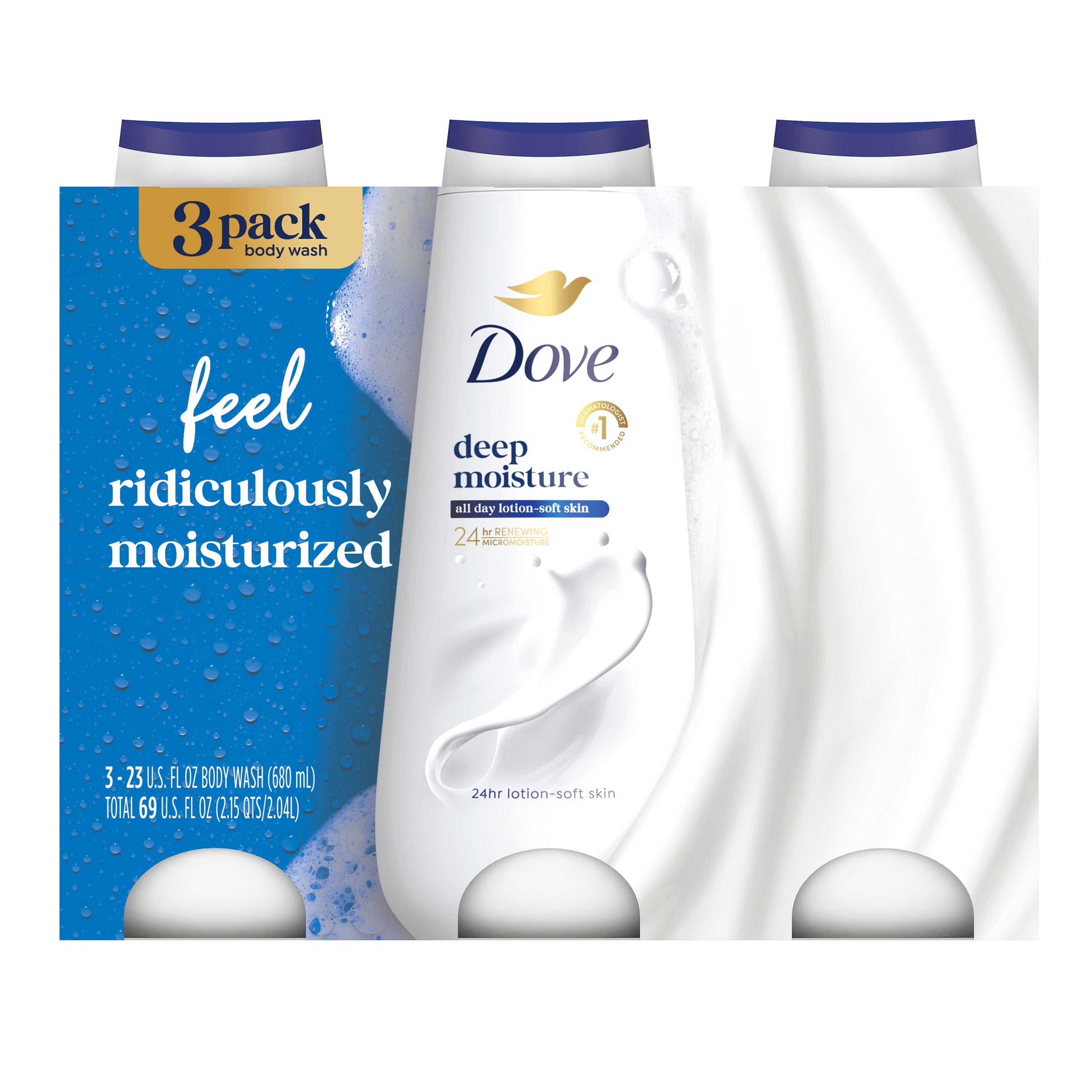Dove Deep Moisture Body Wash, 23 fl oz, 3-pack
