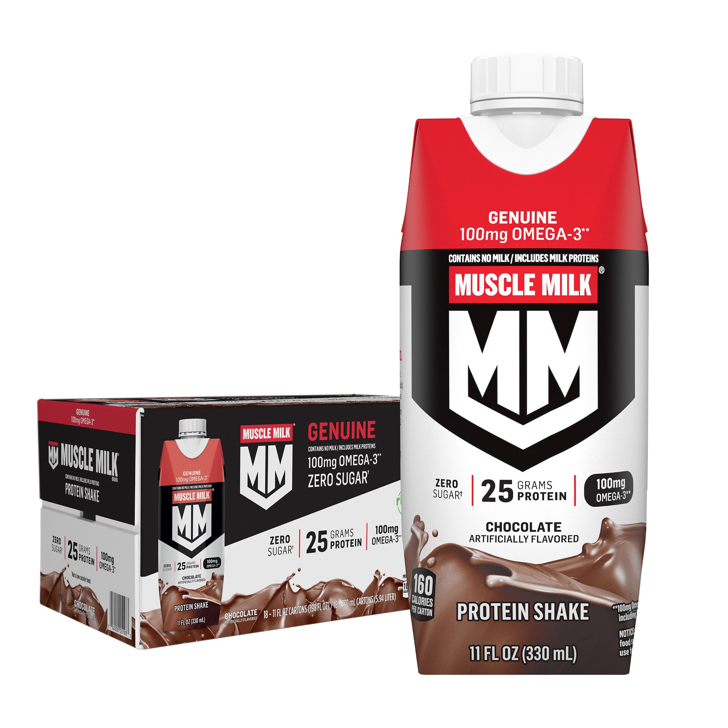 Muscle Milk Genuine Protein Shake Chocolate, 18-pack