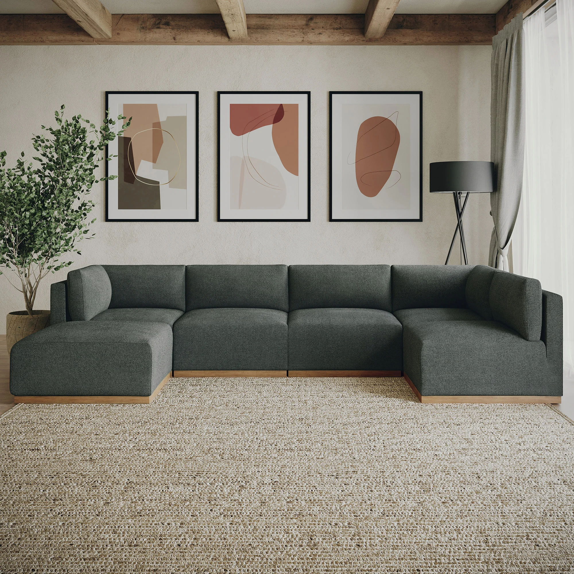 Henredon Murphy Fabric Modular Sectional with Ottoman