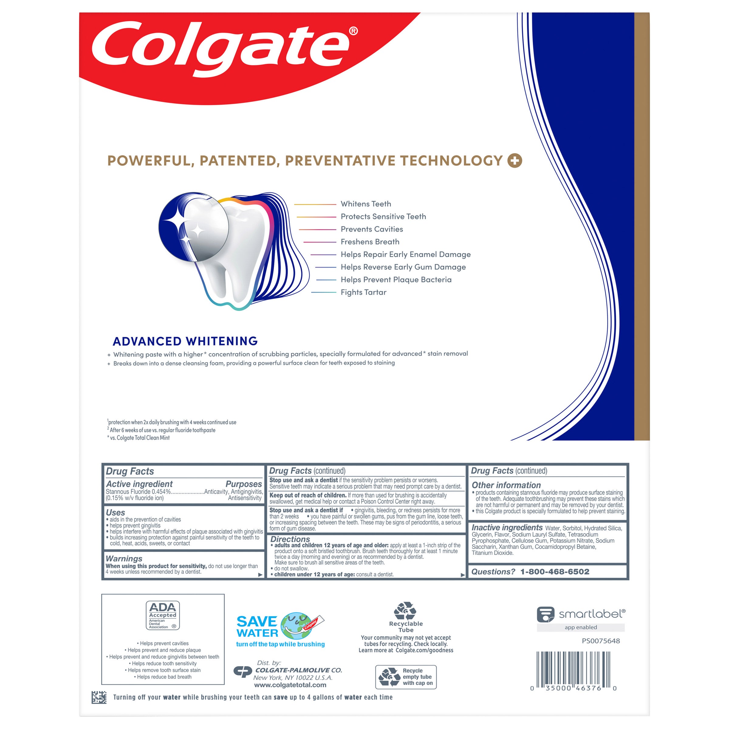 Colgate Total Active Prevention Toothpaste, 6.4 oz, 5-pack