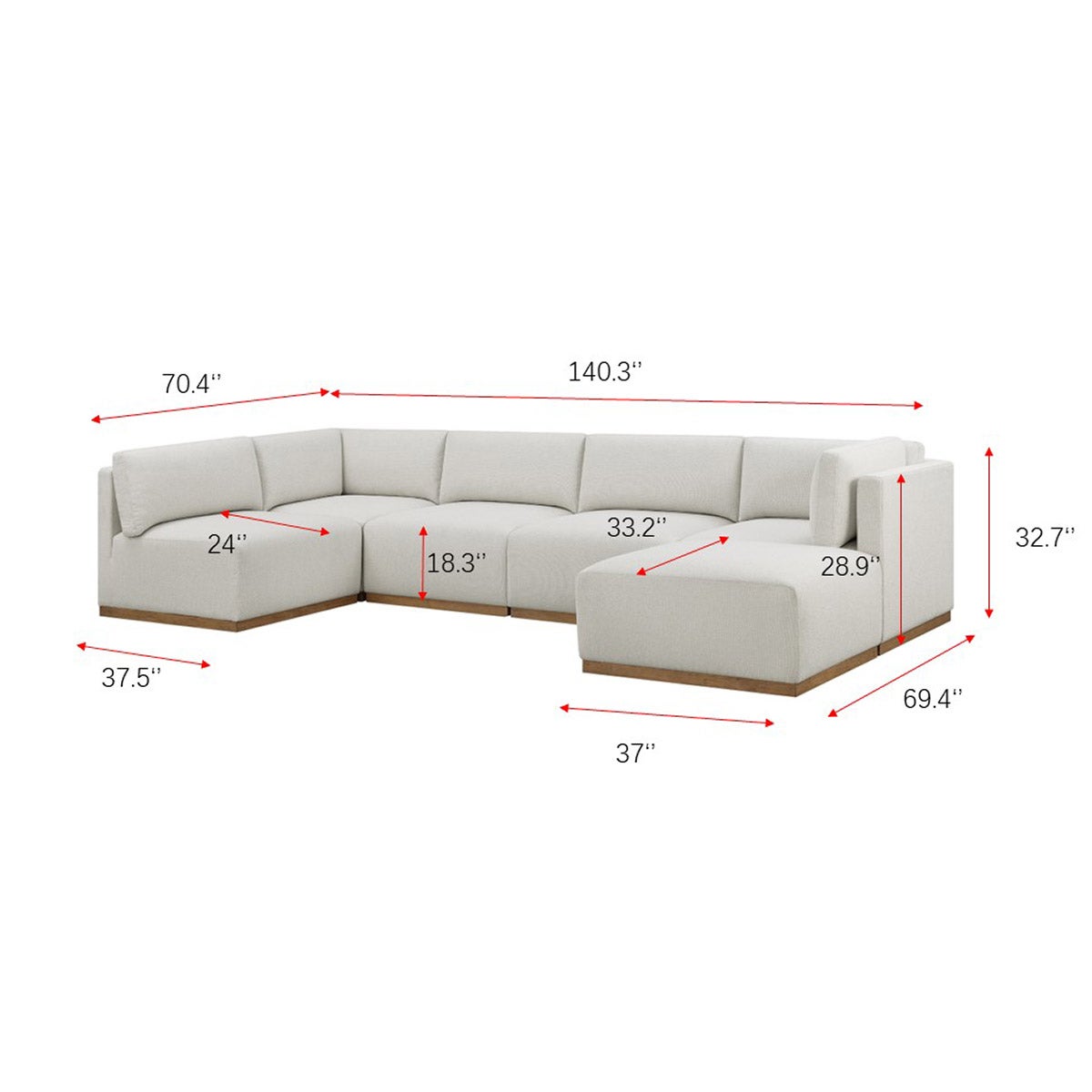Henredon Murphy Fabric Modular Sectional with Ottoman