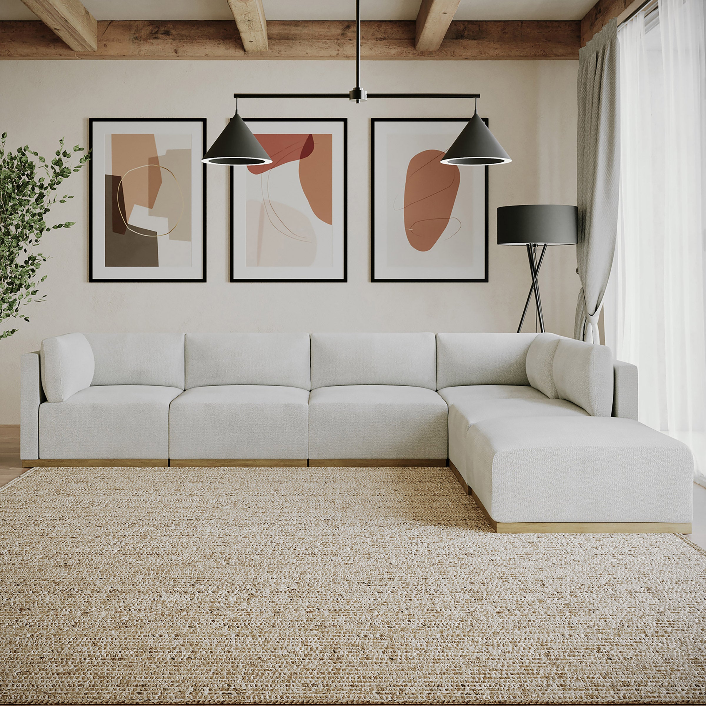 Henredon Murphy Fabric Modular Sectional with Ottoman