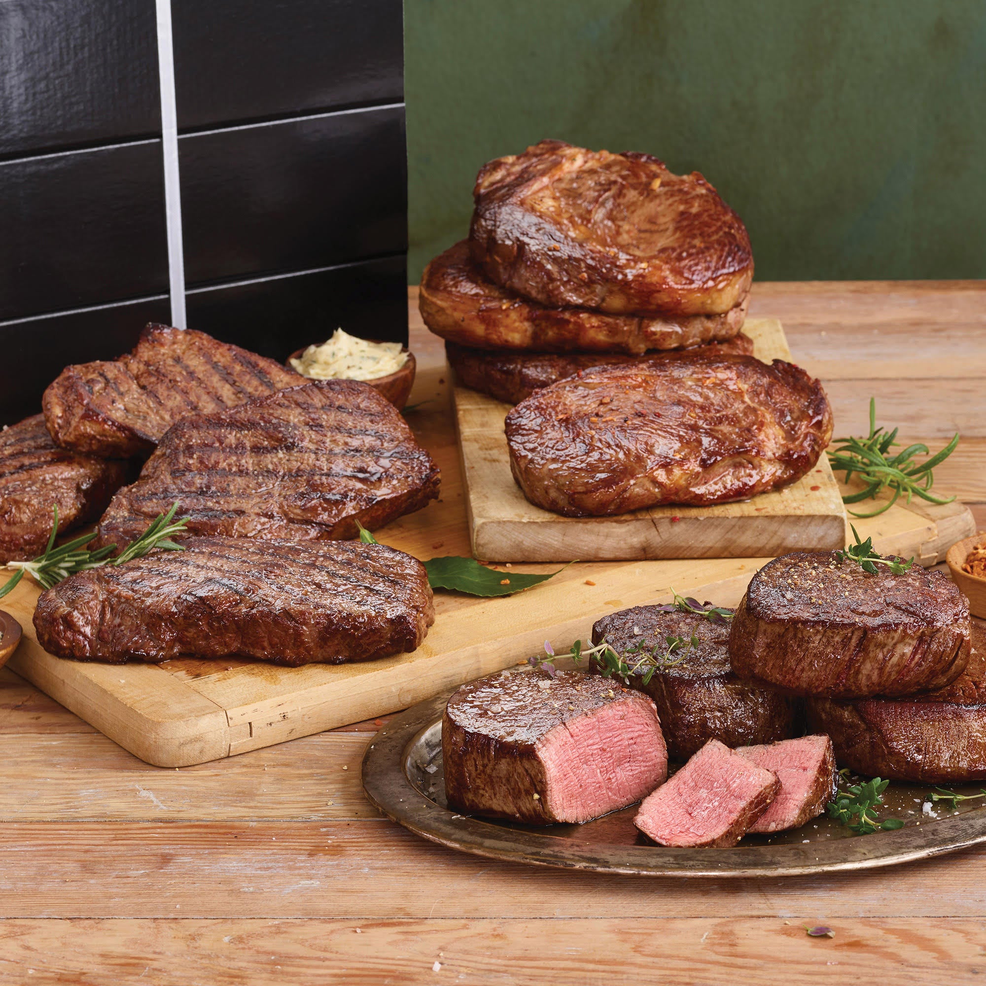Kansas City Steak Co. USDA Choice Combo Pack, 11.5 Lbs. Total, 12 Large Steaks (4 Strips, 4 Filet Mignon, 4 Ribeyes)