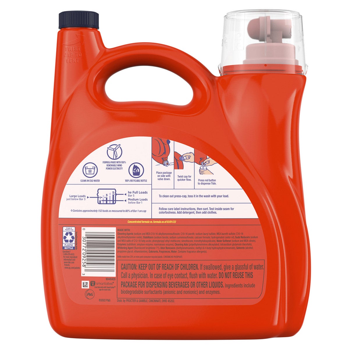 Tide Ultra Concentrated Liquid Laundry Detergent, 152 Loads, 170 fl oz