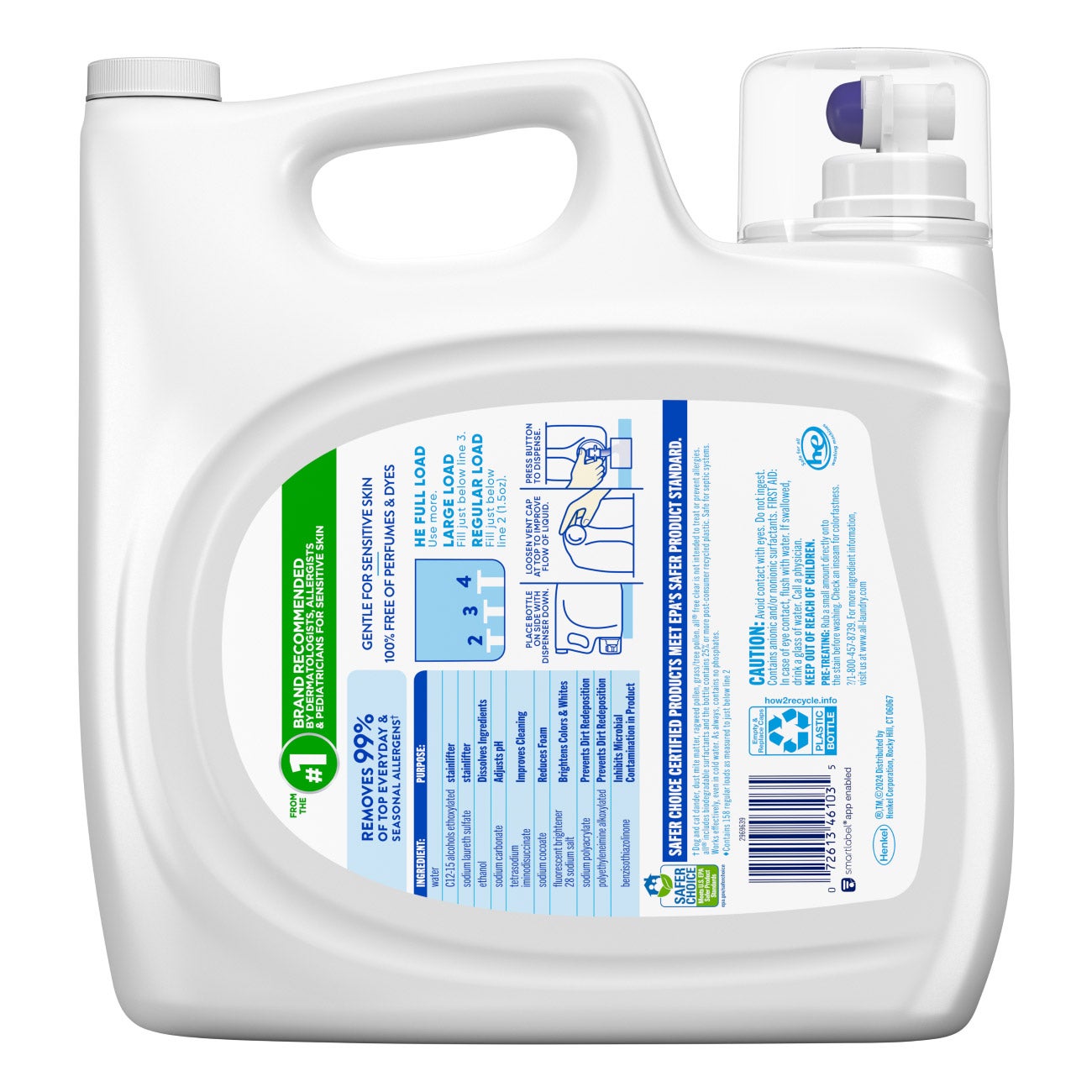 All Free & Clear Plus+ HE Liquid Laundry Detergent, 158 loads, 237 fl oz