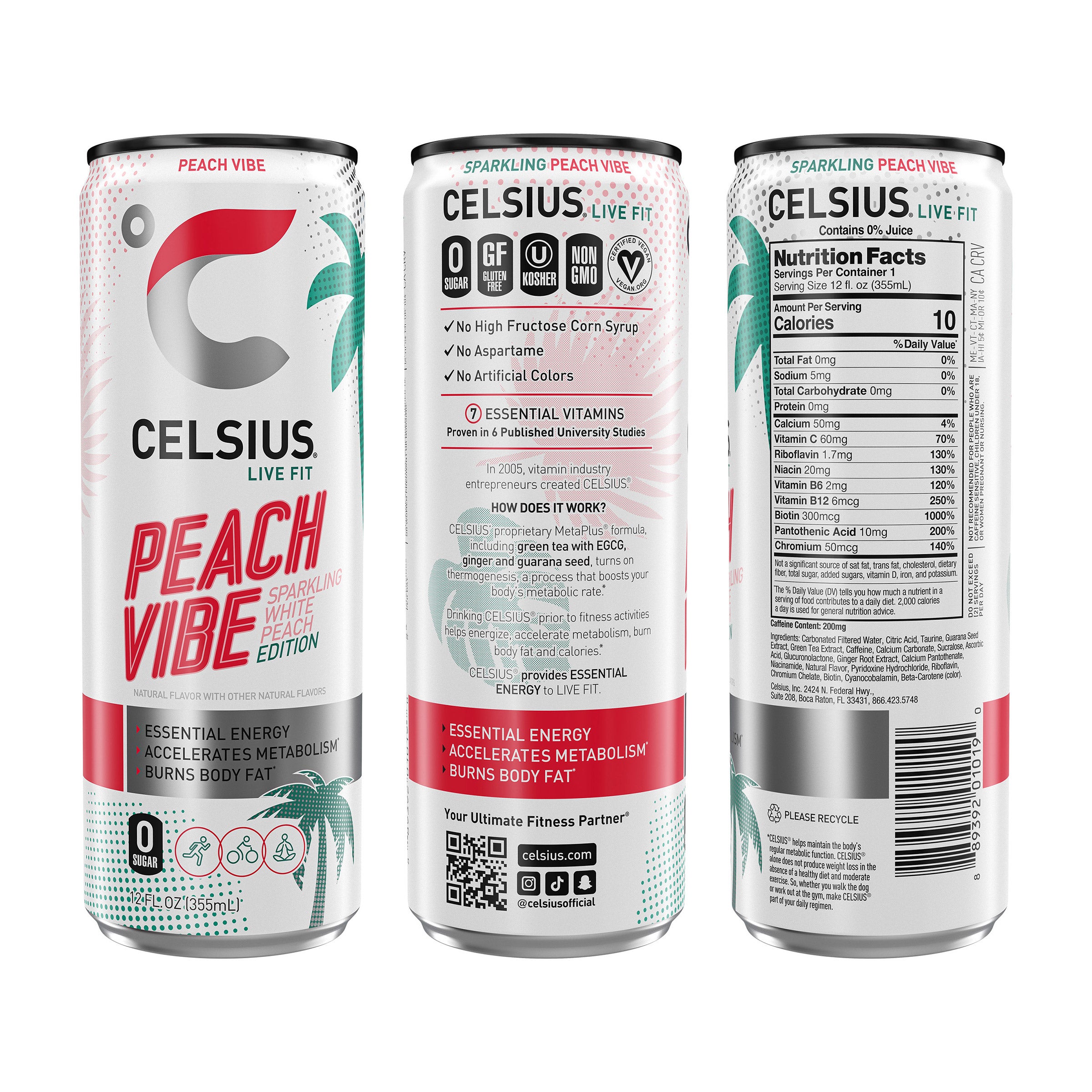 Celsius Sparkling Energy Drink, Variety Pack, 12 fl oz, 18-count