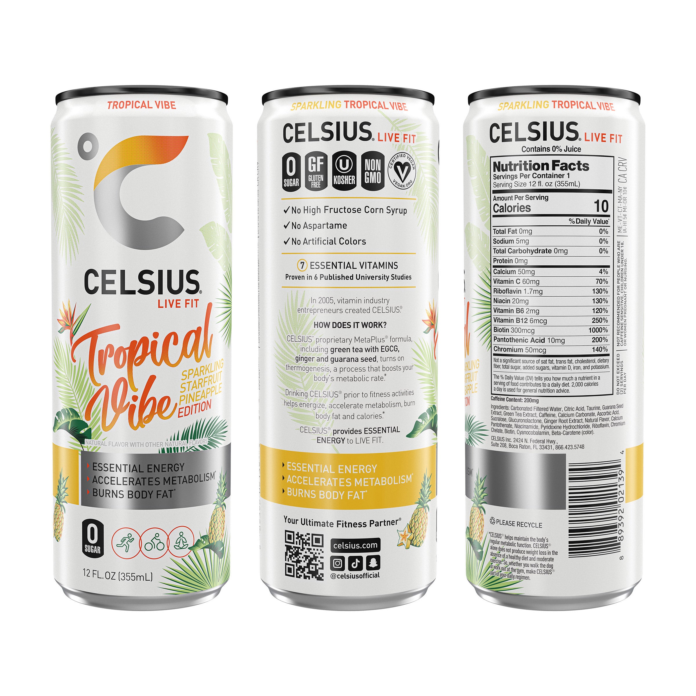 Celsius Sparkling Energy Drink, Variety Pack, 12 fl oz, 18-count