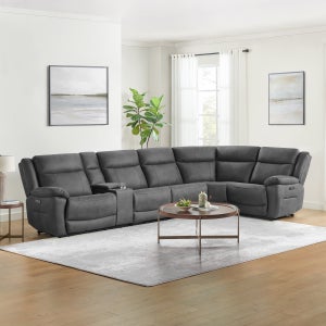 Zakary 6-piece Fabric Power Reclining Sectional With Power Headrests