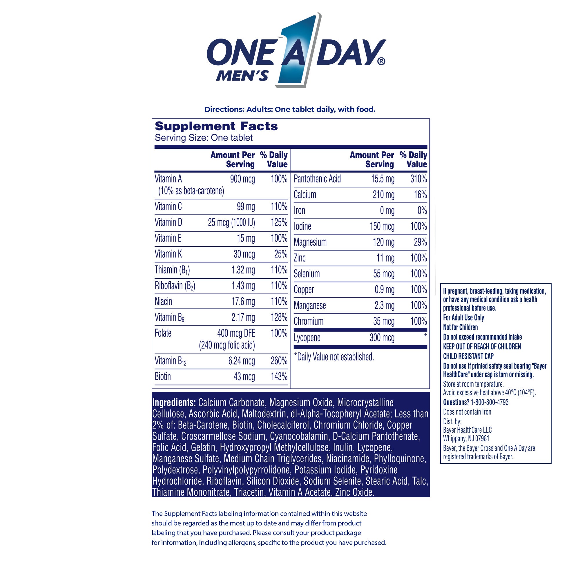 One A Day Men's Multivitamin, 300 Tablets