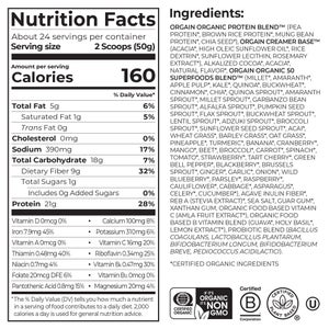 Orgain Organic Protein and Superfoods Plant Based Protein Powder, Creamy Chocolate Fudge, 2.64 lbs