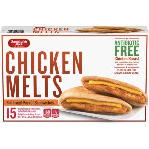 Sandwich Bros Chicken Melt Flatbread Pocket Sandwiches, 2.5 oz, 15-count