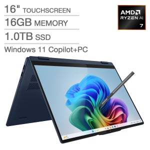 Lenovo IdeaPad 5 16" Touchscreen 2-in-1 CoPilot+ PC Laptop - AMD Ryzen AI 7 350 - 1920 x 1200 - Windows 11 Home - 16GB RAM - 1TB SSD - Cosmic Blue