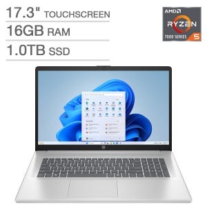 HP 17.3" HD+ Touchscreen Laptop - AMD Ryzen 5 7430U - 1600 x 900 -16GB Memory - 1TB SSD - Windows 11 Home