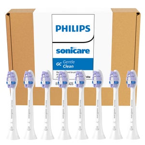 Philips Sonicare Gentle Clean Replacement Electric Toothbrush Heads, Ultra Soft Bristle, Gum Care, 8 Brush Heads