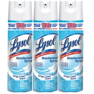 Lysol Disinfectant Spray, Crisp Linen, 19 oz, 3-count