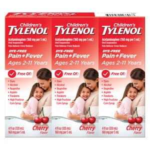 Children's Tylenol Liquid Pain Relief & Fever Medicine, Dye-Free Cherry Flavor, 12 Fluid Ounces