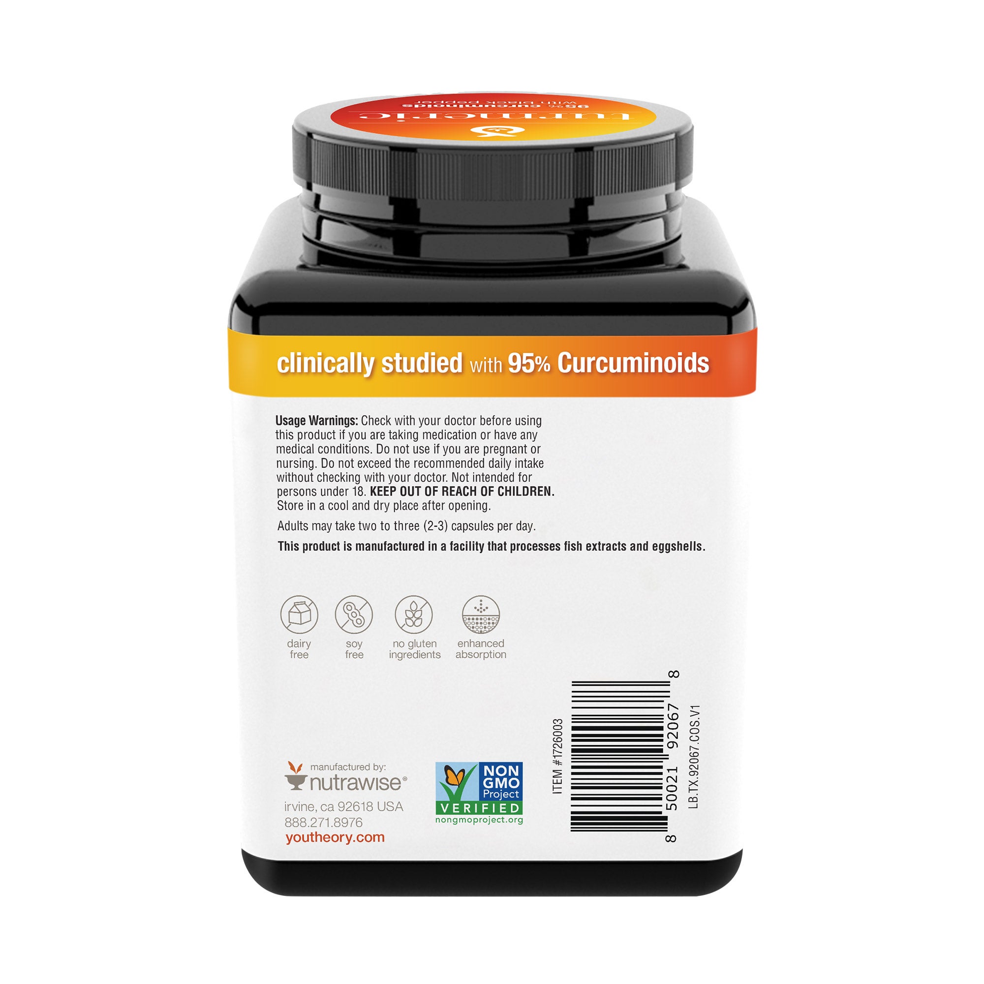youtheory Turmeric Healthy Inflammation Support 2250 mg, 210 Vegetarian Capsules