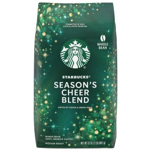 Starbucks Season's Cheer Blend Coffee, Medium Roast, Whole Bean, 2 lbs