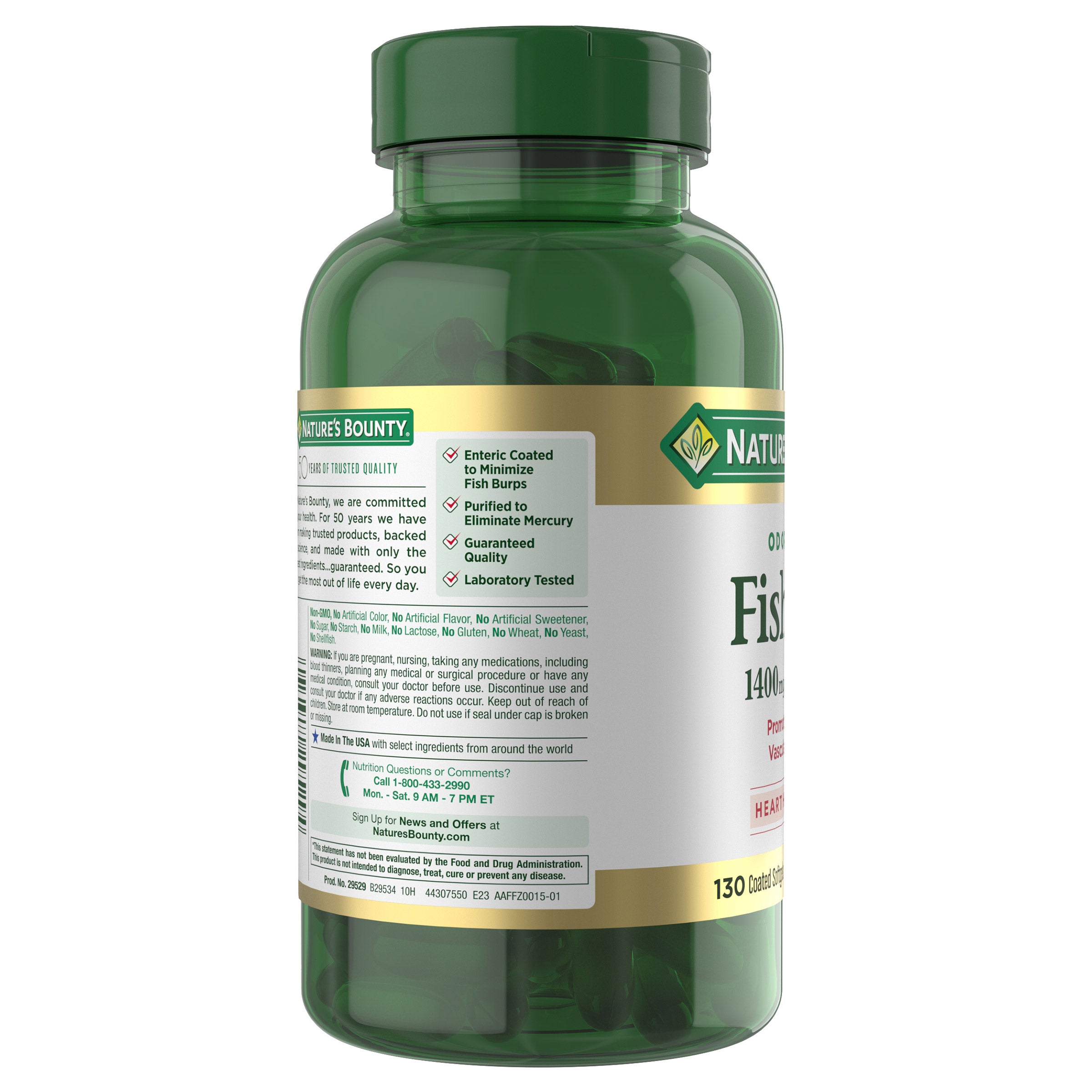 Nature's Bounty Fish Oil 1400 mg, 130 Coated Softgels