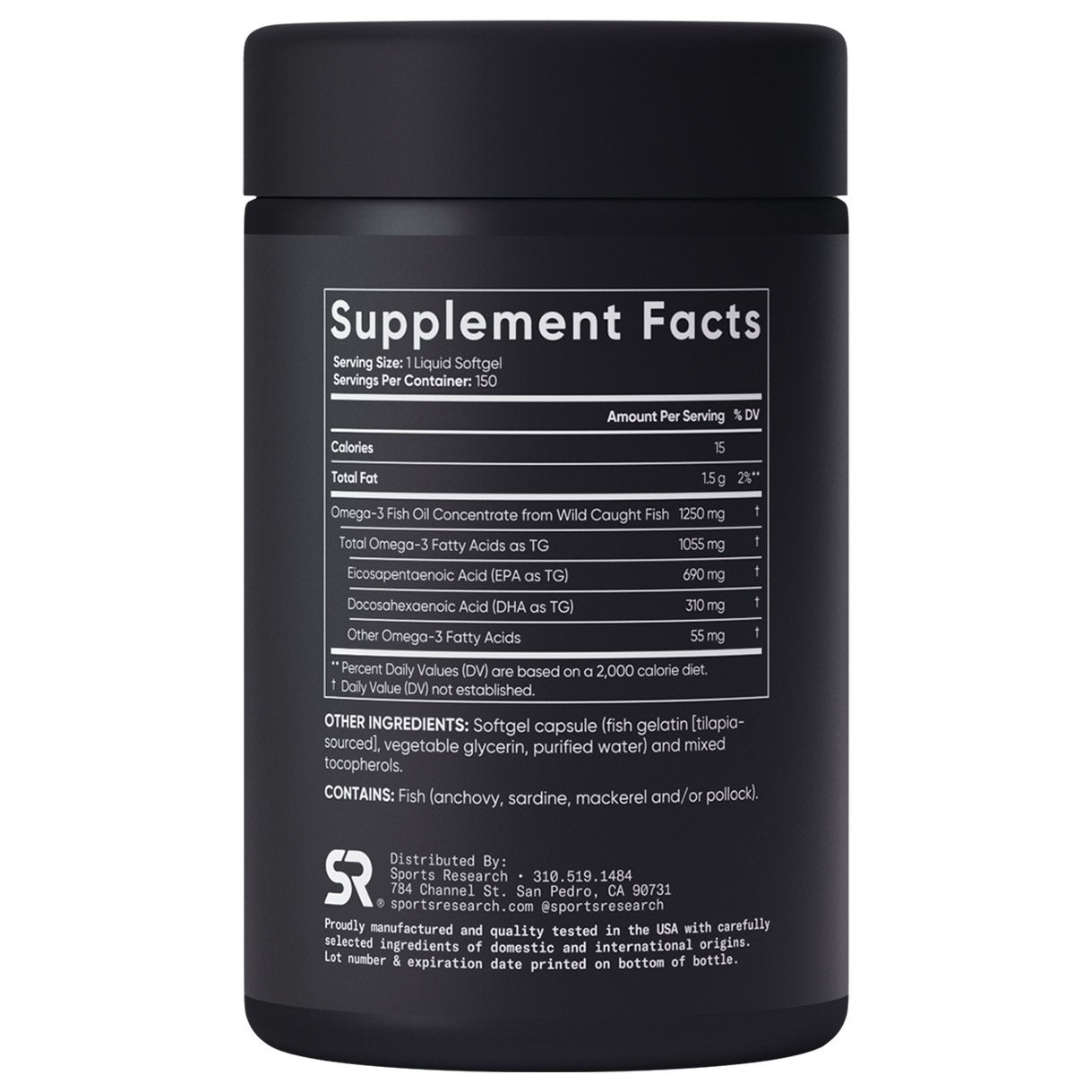 Sports Research Triple Strength Omega-3 Fish Oil, 150 Fish Softgels
