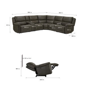 Carlin Fabric Power Reclining Sectional with Power Headrests