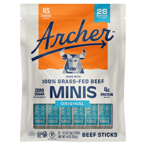 Country Archer Grass-Fed Beef Stick Minis Original, 0.5 oz, 28-Count