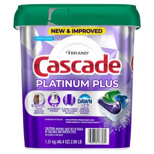Cascade Platinum Plus Dishwasher Detergent ActionPacs, Fresh, 82-count