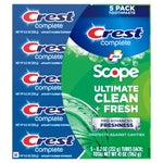 Crest Complete + Scope Advanced Active Foam Toothpaste, 8.2 oz, 5-pack