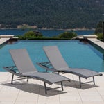 SunVilla Commercial Sling Wave Chaise Lounge with Adjustable Armrests, 2-pack