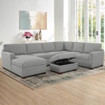 Thomasville Langdon Fabric Sectional with Chaise and Storage Ottoman, Gray