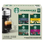 Starbucks Coffee and Espresso Capsules for Nespresso Vertuo Machines 60-count Variety Pack, 100% Arabica Coffee