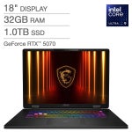 MSI Crosshair 18 HX AI 18" Gaming Laptop - Intel Core Ultra 9 275HX  - NVIDIA RTX 5070 - 2560x1600 - 32GB RAM - 1TB SSD - Windows 11 Home