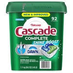 Cascade Complete Shine Boost Dishwasher Detergent ActionPacs, Fresh, 92-count