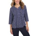 Lands' End Women's Pintuck 3/4 Sleeve Top