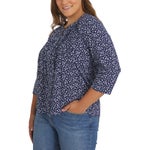 Lands' End Women's Pintuck 3/4 Sleeve Top